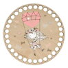 Dřevěné dno na košík s potištěným motivem - kruh 15 cm víla na houpačce 195