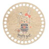 Dřevěné dno na košík s potištěným motivem - kruh 15 cm zajíček pretty girl 147