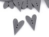 Dřevěný dekorační knoflík srdce 21 x 33 mm - holubí šedá