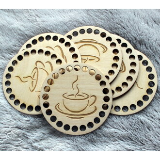 Dřevěné dno kruh Šálek kávy 10 cm - topol