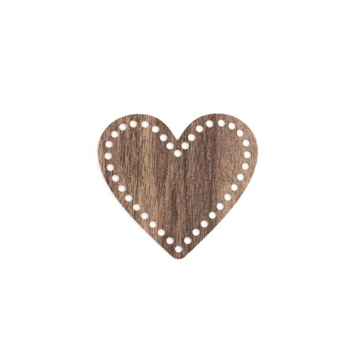 Dřevěné dno srdce 15 cm - hnědá