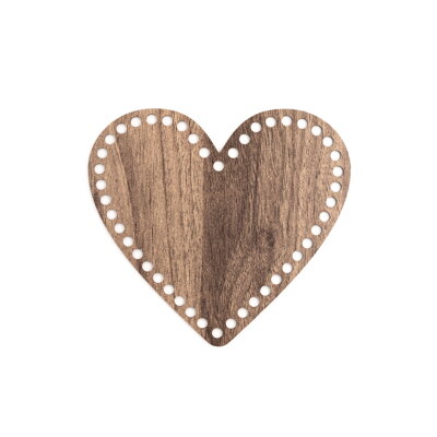 Dřevěné dno srdce 20 cm - hnědá
