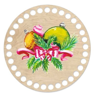 Dřevěné dno na košík s potištěným motivem - kruh 15 cm Vánoční ozdoba 120