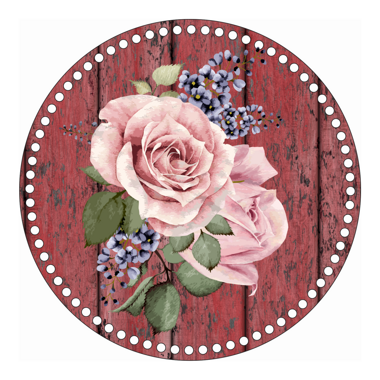 Dřevěné dno s potištěným motivem kruh 30 cm - Red Wood Rose 205