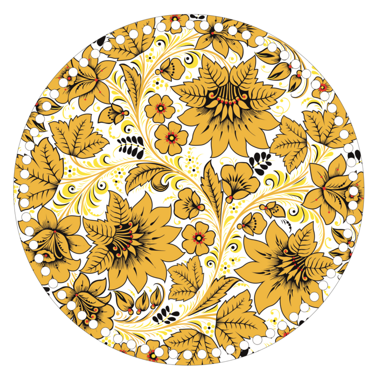 Dřevěné dno s potištěným motivem kruh 30 cm - Žluté květy 042