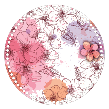 Dřevěné dno s potištěným motivem kruh 30 cm - Pastelové květiny 054